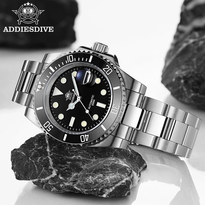 ADDIESDIVE Men's Automation Watch Sapphire Glass Super Luminous 200M Waterproof Diving Watches Ceramic Bezel Analog Watch