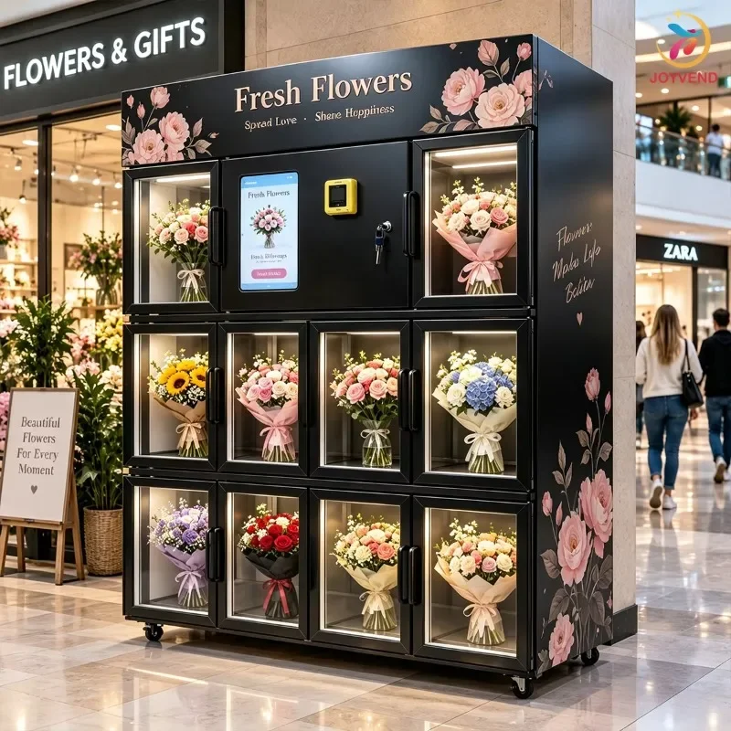 Smart Flower Vending Machine Cashless QR Code Payment AI Control Compressor Cooling Custom Graphics OEM/ODM Support