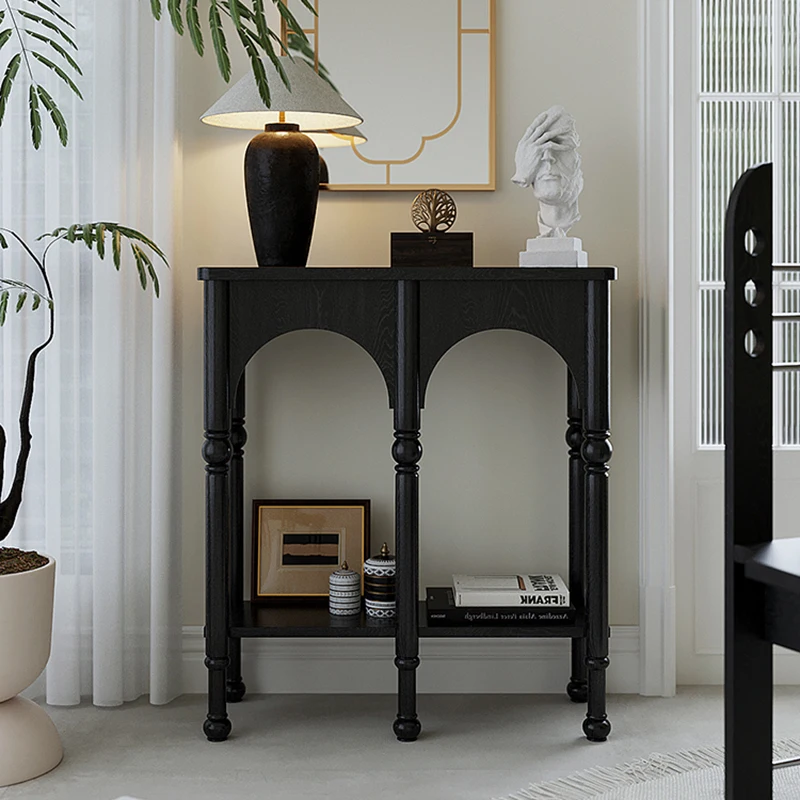 

Luxury Black Console Table Brown Classic Wood Storage Console Table French Minimalist Muebles De Salón Livingroom Furniture