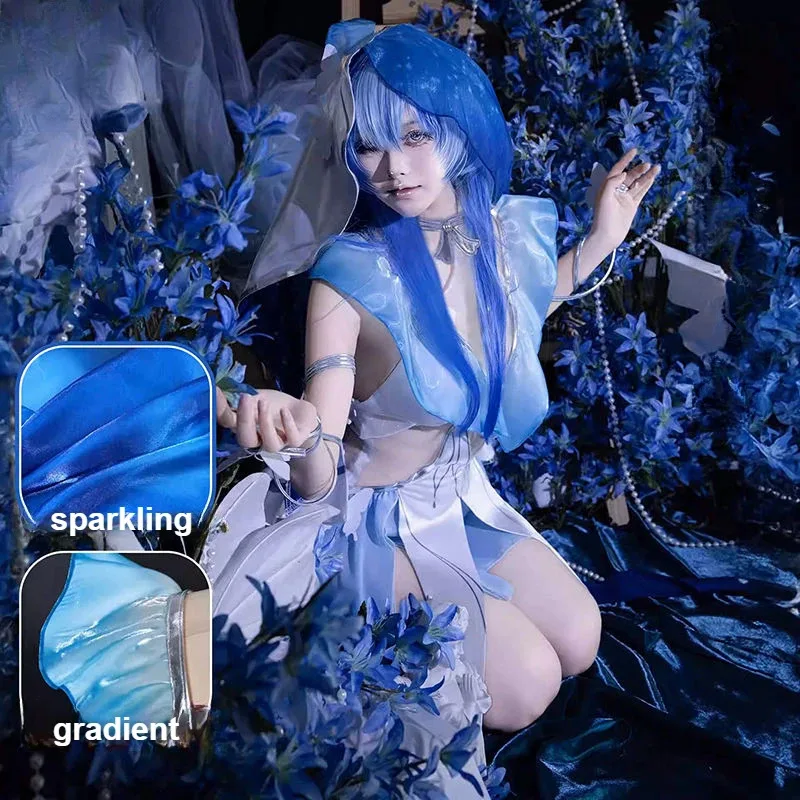 لعبة Wuthering Waves The Shorekeeper تأثيري حلي المرأة مثير موحدة الملابس والاكسسوارات مجموعة أنيمي كرنفال فستان الحفلات