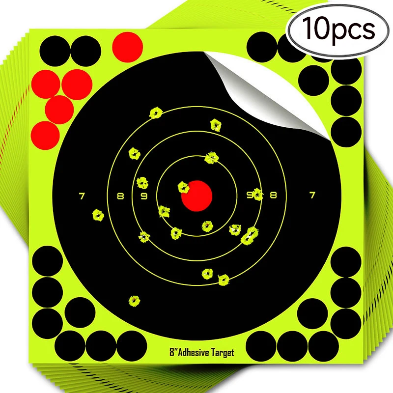 

8Inch Self Adhesive 10Pcs Reactivity Shooting Target Paster Aim Training Reactive Target Papers Stickers Training Accessories