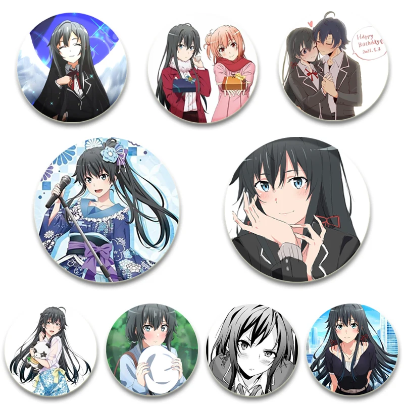 58/44/32mm Anime My Teen Romantic Comedy SNAFU Badges Tinplate Soft Button Pins Creative Brooches for Backpack Decoration Gifts