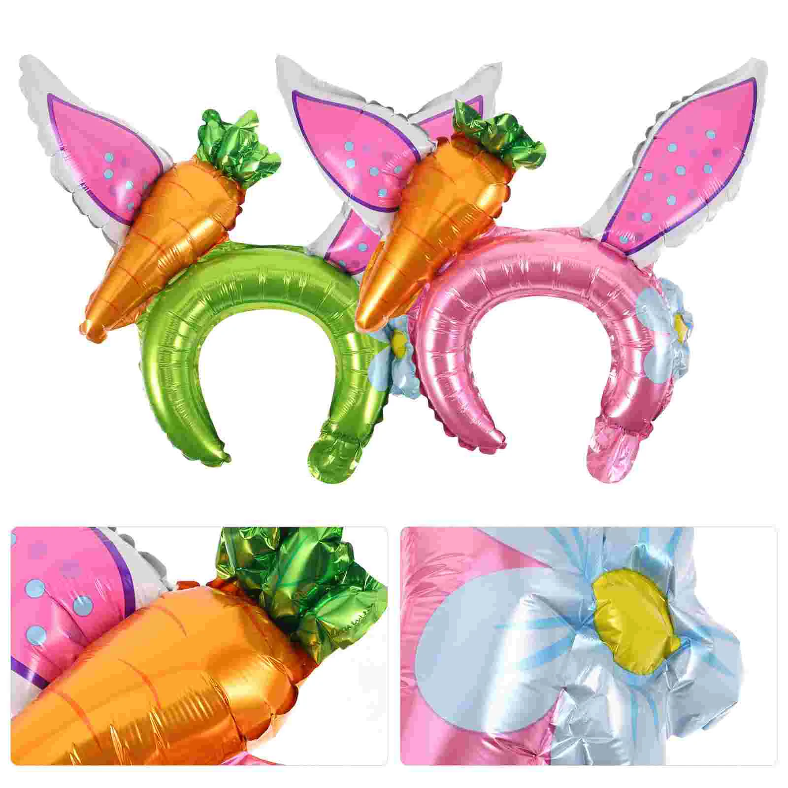 20 Pcs Rabbit Ears Headdress Baby Toy Party Hairbands Hoops Girl Headbands Aluminum Film Easter Ornament Child Decorations