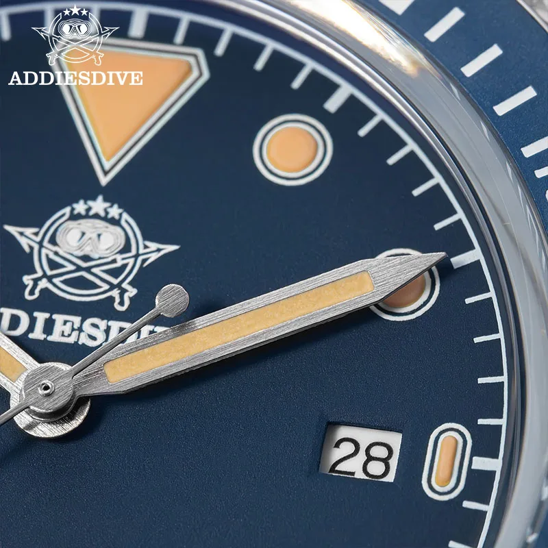 ADDIESDIVE 새로운 럭셔리 39mm 남성용 다이빙 시계 200m C3 빛나는 버블 미러 유리 세라믹 베젤 남성용 쿼츠 아날로그 시계