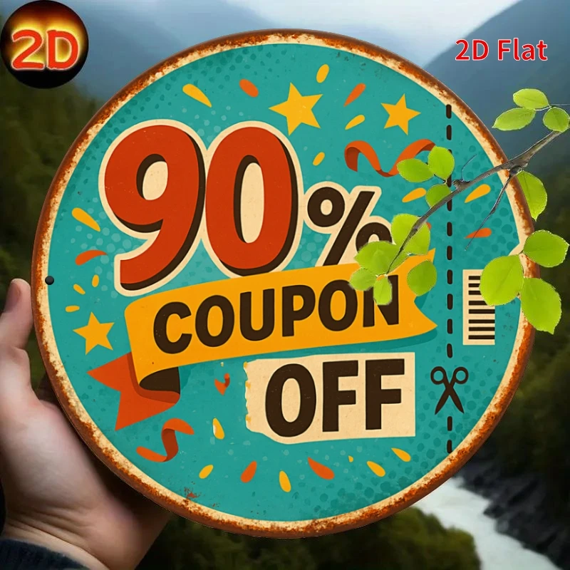 2D planar type, [ 2Dflat ] 1 piece of round wooden signboard - mini retro style, 90% discount on old wooden signboard