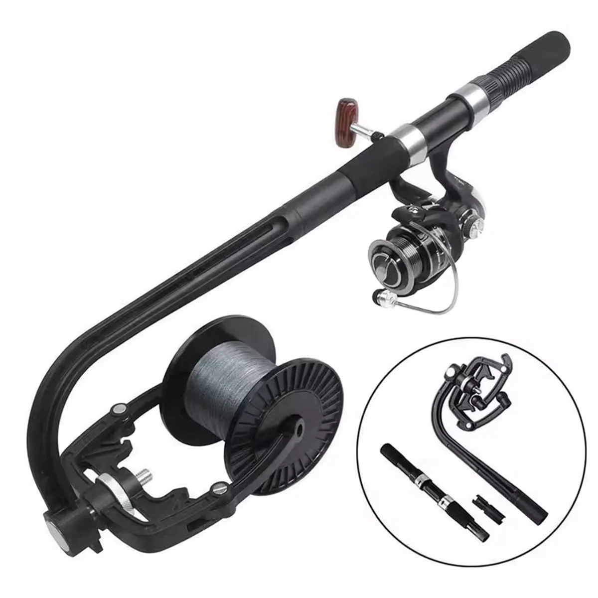 ABJZ خيط صنارة الصيد اللفاف خيط صنارة الصيد التخزين المؤقت قابل للتعديل الجدول المشبك الصيد بكرة آلة سلك لف Reclaimer المعدات