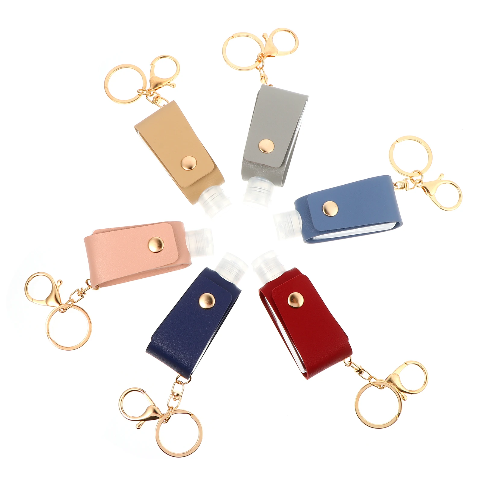 

6pcs Travel Bottle Keychain Portable Empty Bottle Keyring Hand Case Perfume Cover Keychain Holder Lightweight