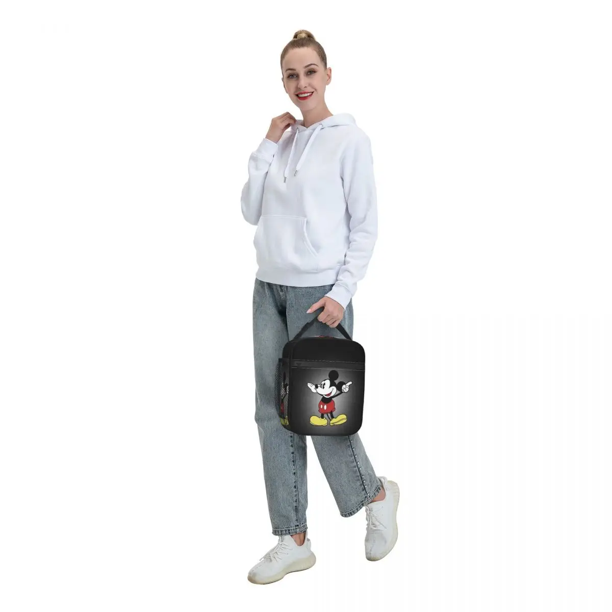 Custom Mickey Mouse Insulated Lunch Bag for Women Cooler Thermal Bento Box Kids School Children Portable Tote Bags