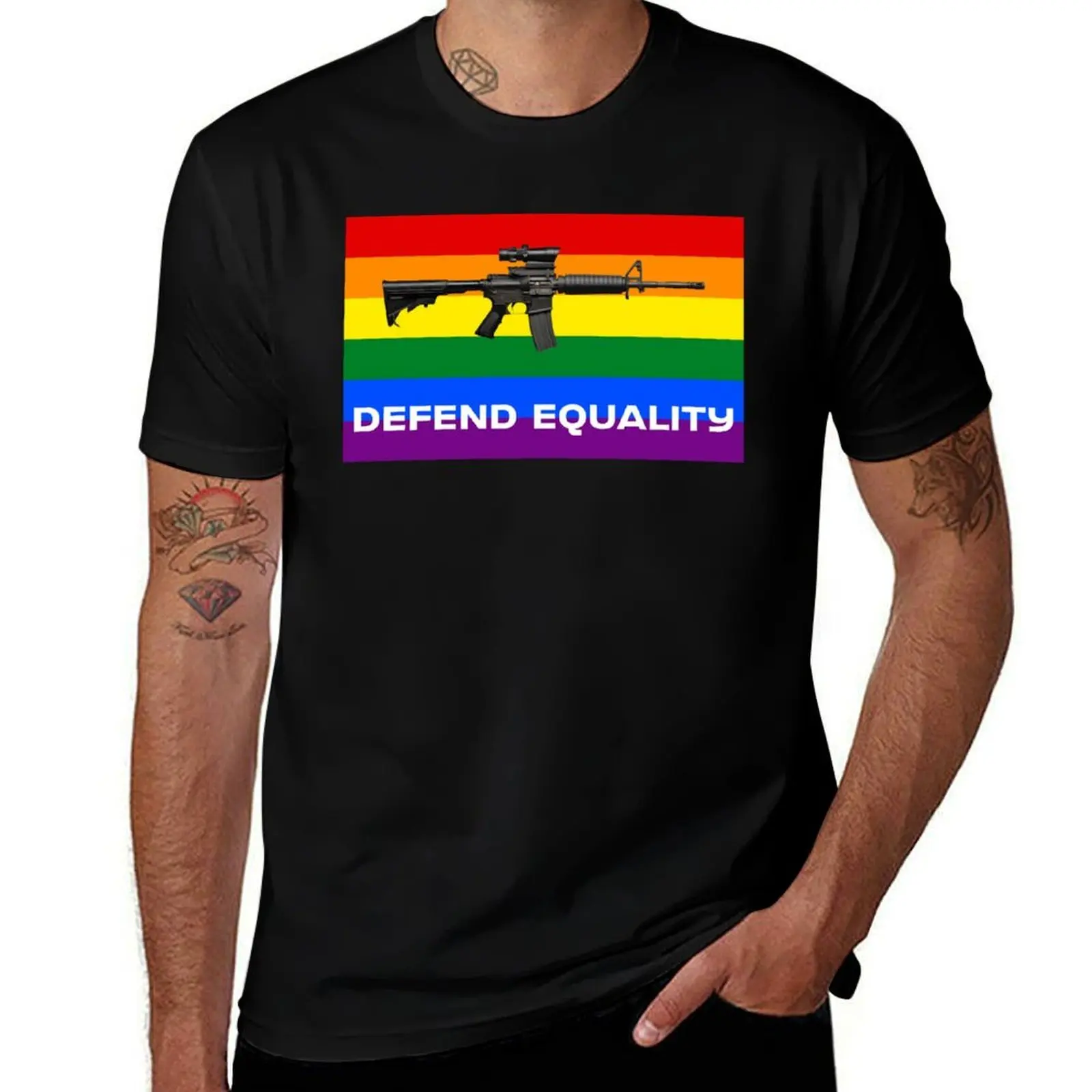 Defend Equality (Pride Flag)| First Amendment| Cool and Cute Stickers| T-Shirt Fashion Letter Print T-Shirt