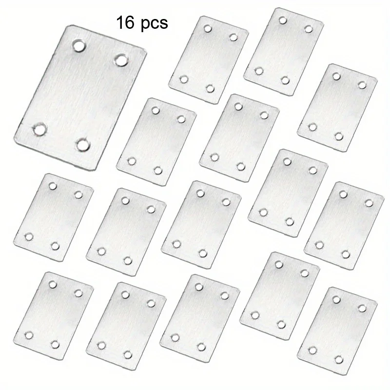 16pcs Flat Mending Plate Stainless Steel Flat Bracket Metal Straight Brace Repair Joining Fixing Bracket Wood Bracket Connector