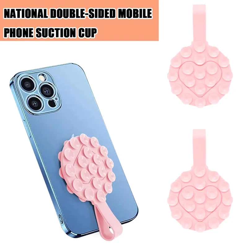 Suction Cup Wall Stand Mat Multifunctional Silicone Square Phone Double-Sided Case Anti-Slip Holder Mount Sucker Pad