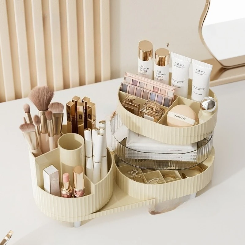 

Cosmetic Organizer Makeup Storage Box Desktop Dustproof Rotating Pen Holder Layers Large Capacity Jewelry Lipstick Makeup Boxes