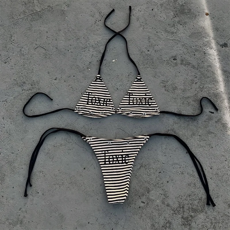 

Американский модный комплект бикини в стиле Y2K, миллениум, хотгёрл, готика, ретро, популярный, универсальный, с бретелями на шею