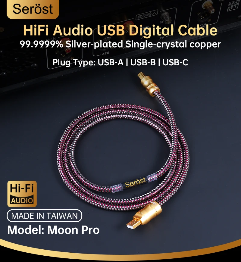 Serost HiFi Versilbertes Einkristall-Kupfer USB Digital Typ-C OTG Audiokabel für DAC DSP Mobiltelefon-Dekodierung Soundkarte – Detail 1