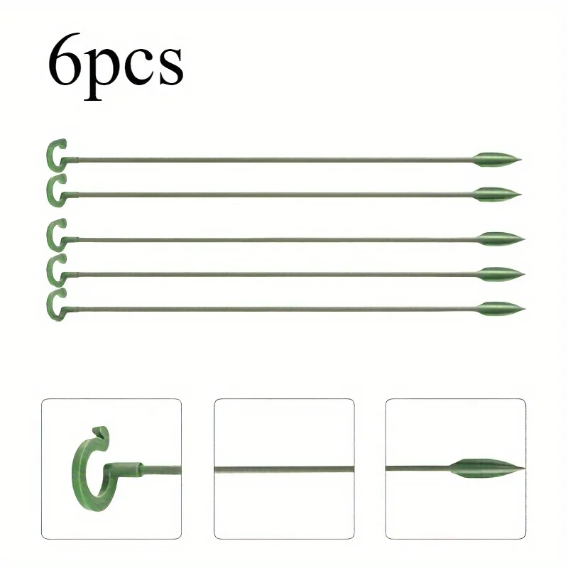 6PCS Green Plastic Plant Support Stakes with Hooks Reusable Plant Clips Flower Stand Bonsai Fixing Tool Garden Grow Holder