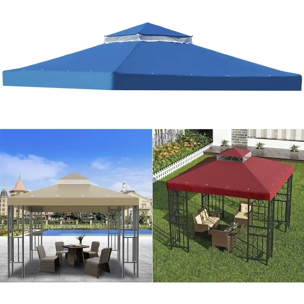 Couvercle supérieur de remplacement pour pavillon, imperméable, double couche, 3x3m, extérieur, jardin, terrasse, barbecue