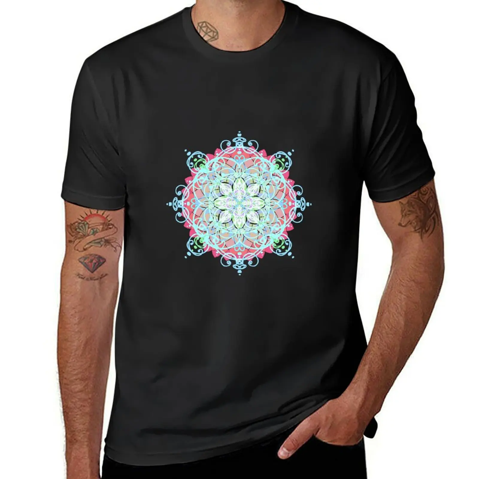 

Blue pink mandala T-Shirt hippie clothes boys animal print kawaii clothes funnys men graphic t shirts