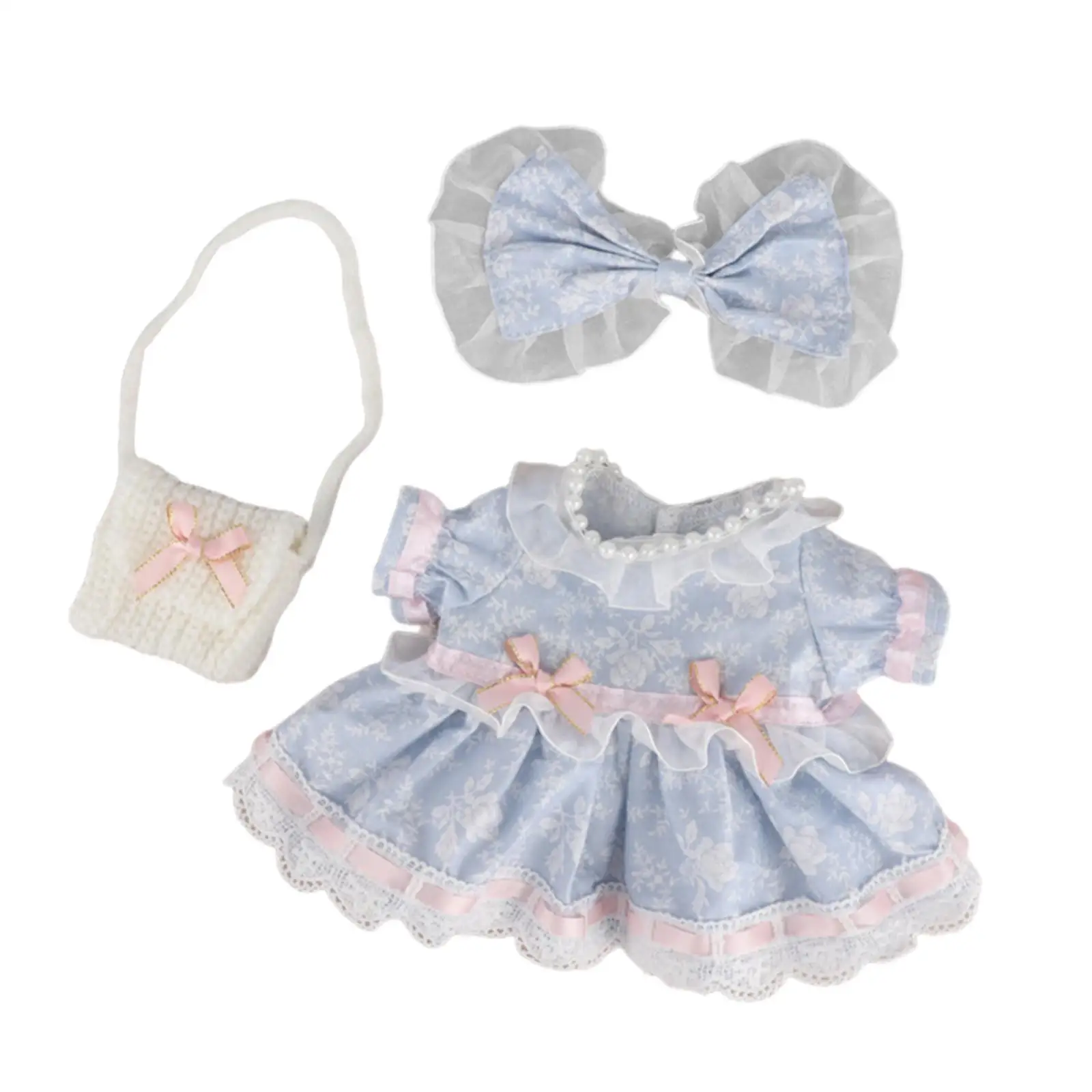 Vestido de muñeca de peluche de 3 piezas, accesorios para niños, vestido para muñeca de 14,96 pulgadas