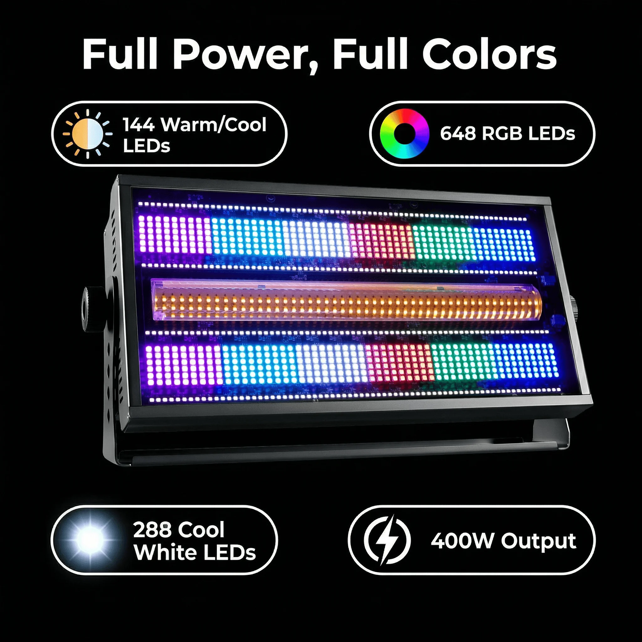 400W LED RGBW & Kaltweiß/Warmweiß 5in1 120 Zonen Stroboskoplicht Wascheffekt Bühnenbeleuchtung Party DJ Disco Indoor Club Bar – Detail 2