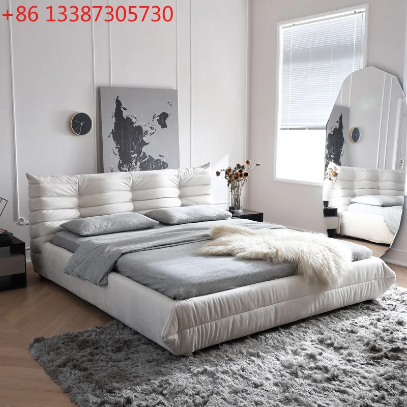 

Caterpillar bed technology fabric bed, simple modern milk fleece master bedroom bed