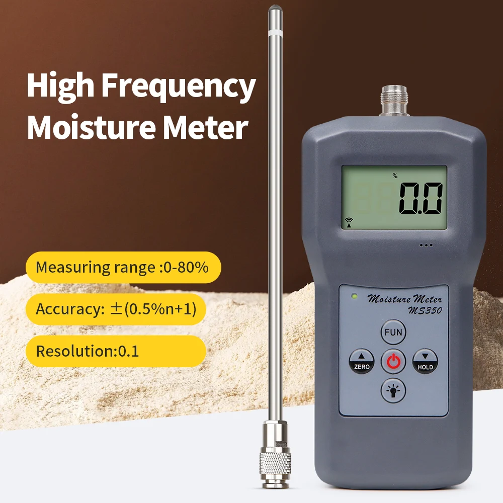 

Portable Moisture Meter MS350 Measuring Range 0-80% Digital Capacitive Chemical Raw Materials Moisture Meter