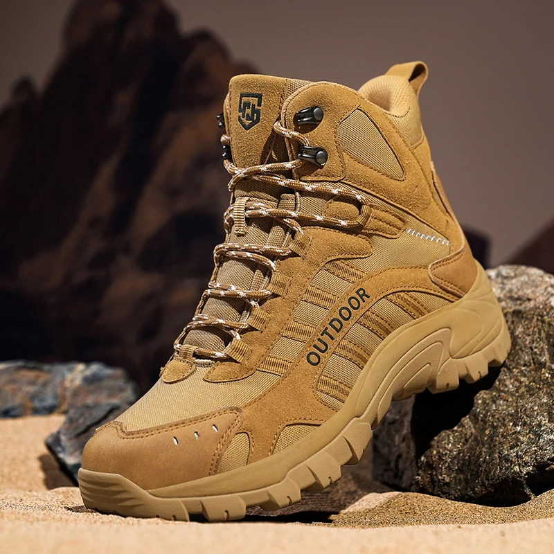 

Men's Military Tactical Boots Army Boots Men Side Zipper Military Boots Men Anti-Slip Ankle Boots Work Safety Shoes Hiking Shoes