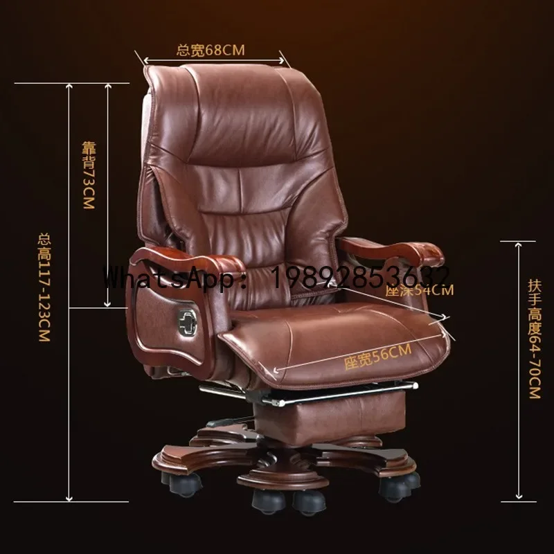 a-16 genuine leather executive chair - reclining office chair for comfortable extended seating