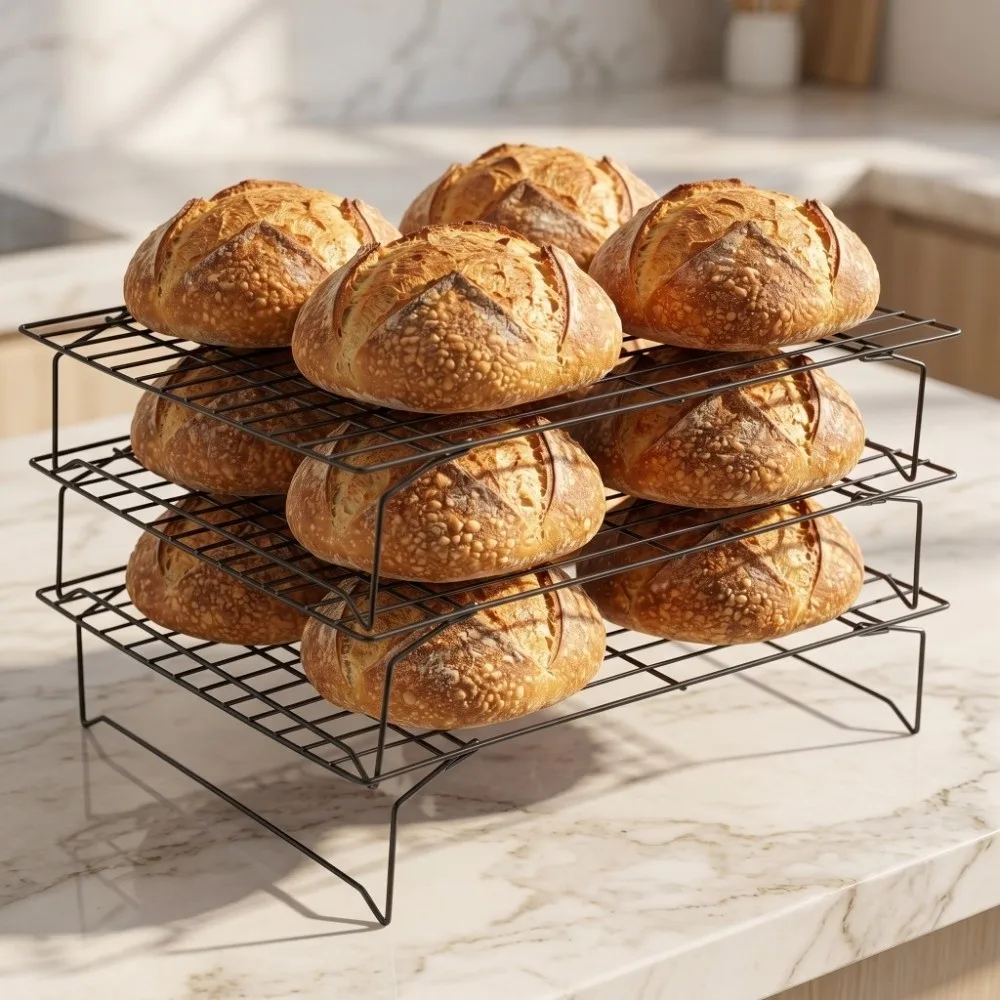 Carbon Steel Cooling Rack Multi-Tier Nonstick Grill Tray Stackable Welding Cooking Grill Tray Biscuit Cake Cookie Pizza