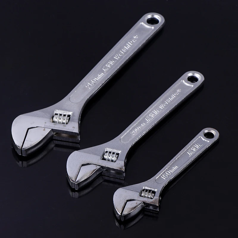 1PC Large Openin Long Handle Universal Spanner Carbon Steel Mechanical Workshop Hand Repair Tools Adjustable Wrench