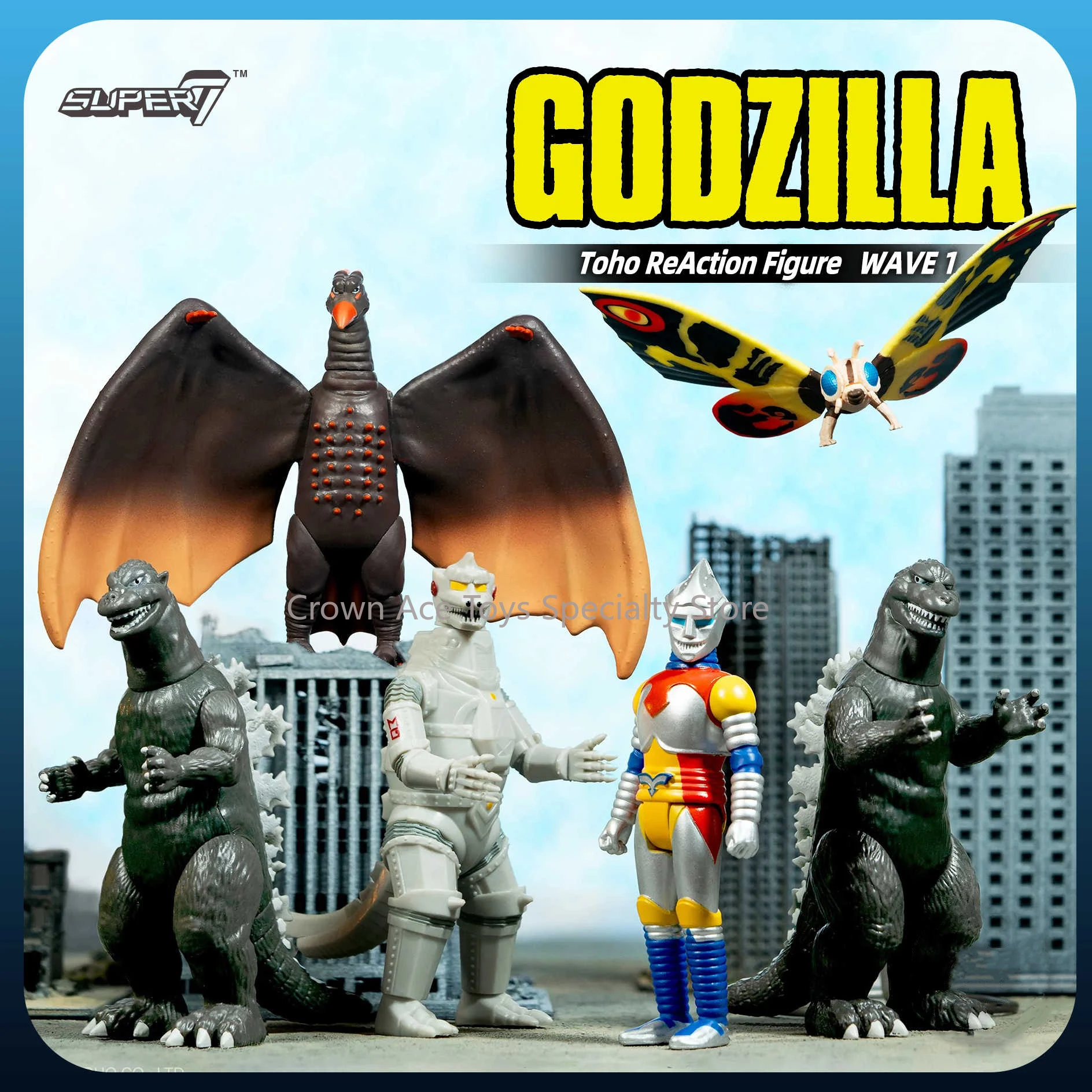 

In Stock Super7 TOHO Godzilla Mechagodzilla Mothra Rodan Jet Jaguar Hanging Card 3.75in Anime Figures Collectible Desktop Toys