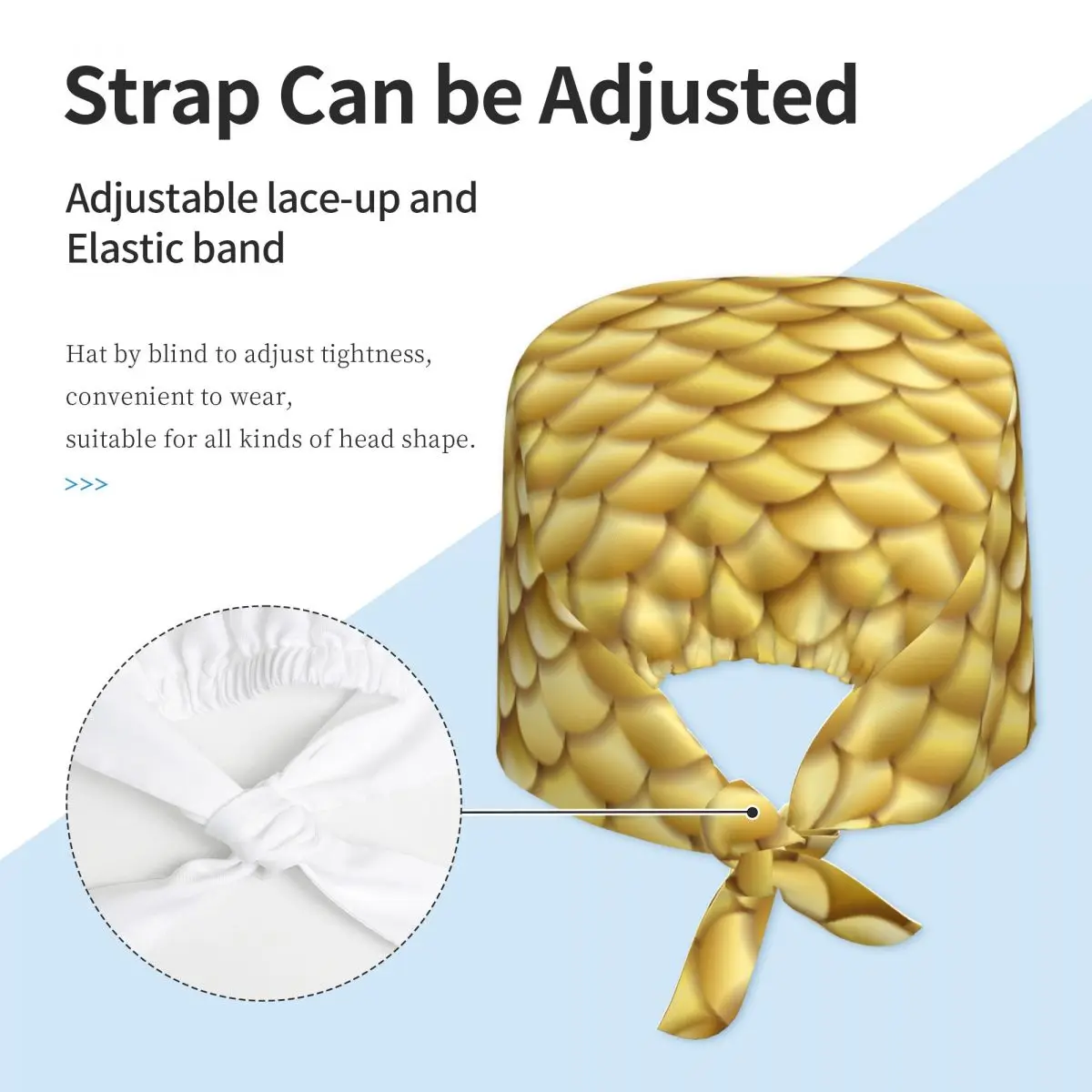 New Surgical Hats Golden Fish Snake Scales Adjustable Hat Beauty Salon Working Cap Laboratory Pet Shop Nursing Scrub Cap