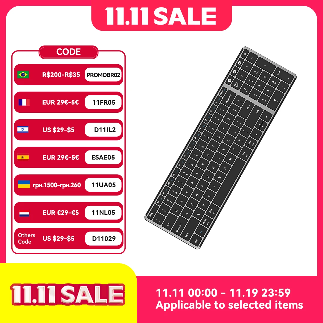 

AUSDOM Sofkeys2 Wireless Dual Bluetooth 5.0 World Premiere 2.4G Desktop Keyboard Business Office Home Computer Laptop 98 Keys