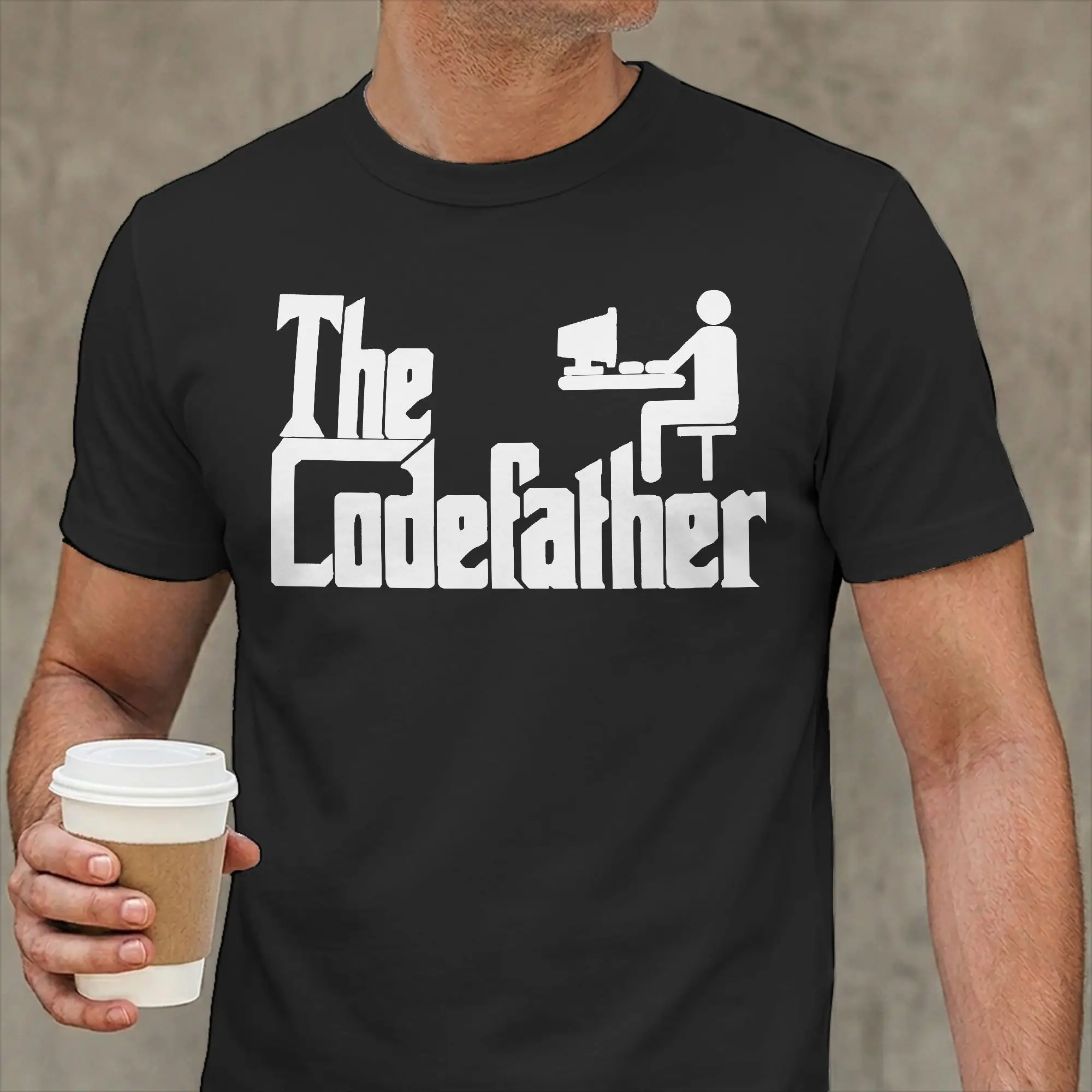 Men's Programmer Codefather T Shirt Programming Geek Pure Cotton Clothing Novelty Short Sleeve Crew Neck Tees Gift T-Shirt