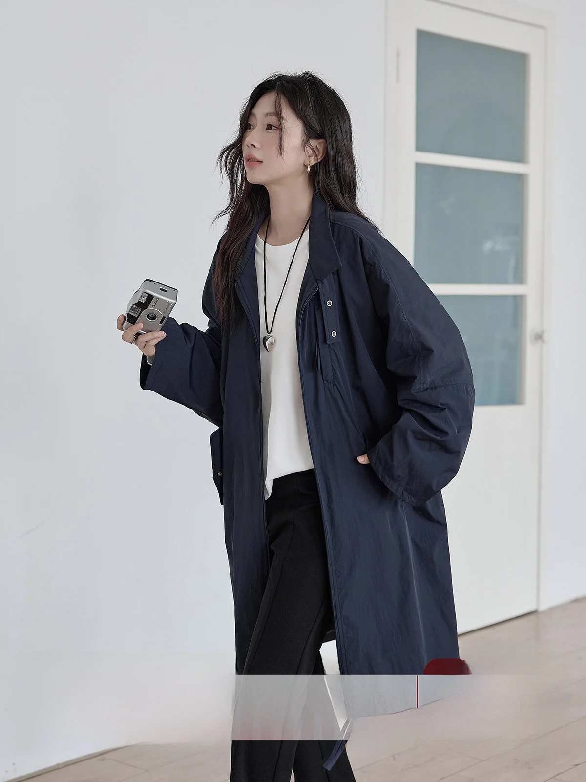 

Женская ветровка Deep Blue, весна 2026, новая, свободная, повседневная, универсальная, средней длины, серия HuiXi Ding