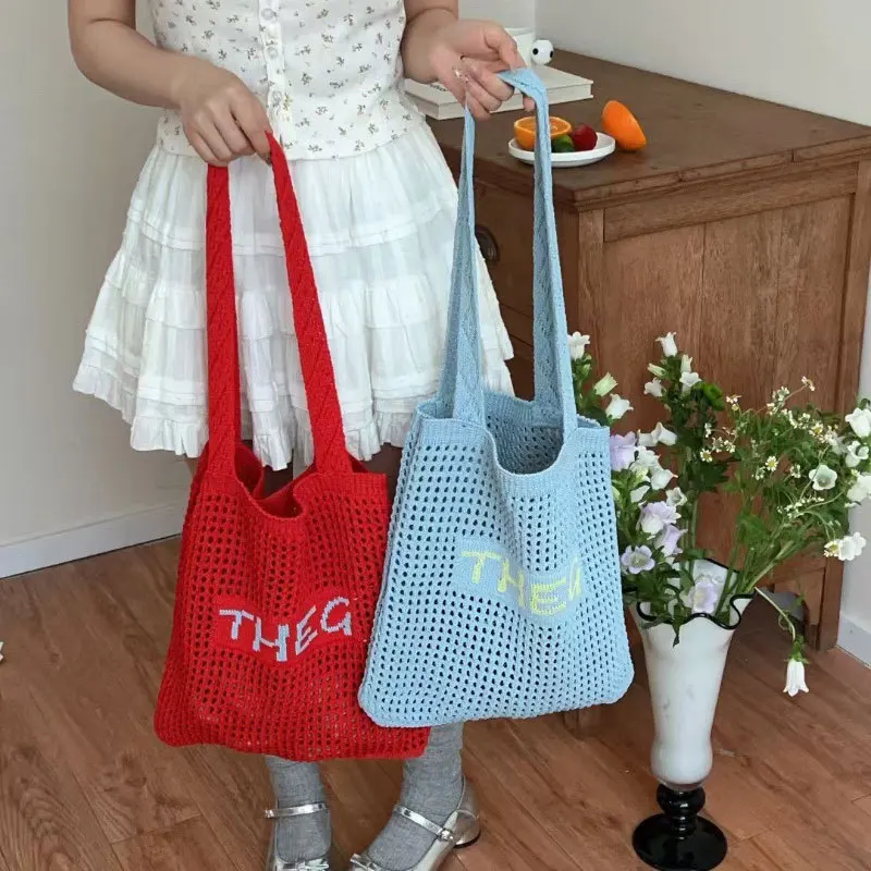 

Summer New Ins Style Versatile Knitted Bag, Leisure Vacation Knitted Beach Bag, Single Shoulder Handbag, Versatile