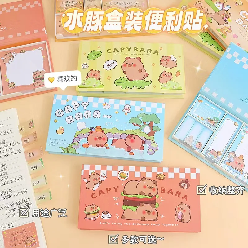 480Sheets/Box Cartoon Capybara Kawaii Animal Party Sticky Notes Memo Pad To Do List Planner Sticker Notepad kids Stationery gift