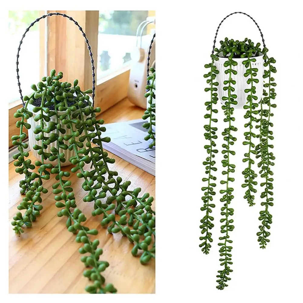 Easy-care Artificial Plant Realistic Hanging Succulent Plants with Faux Pearls Indoor/outdoor Home Garden Decorations for Lovers