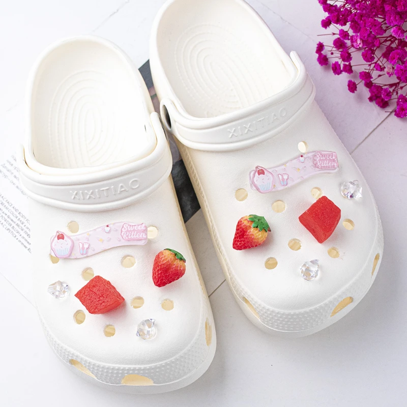 New Jibbitz Kawaii Fruit Resin Shoes Charms Diy Detachable Cute Food Toy Shoe Flower Shoe Buckle Upper Decoration Xmas Gifts