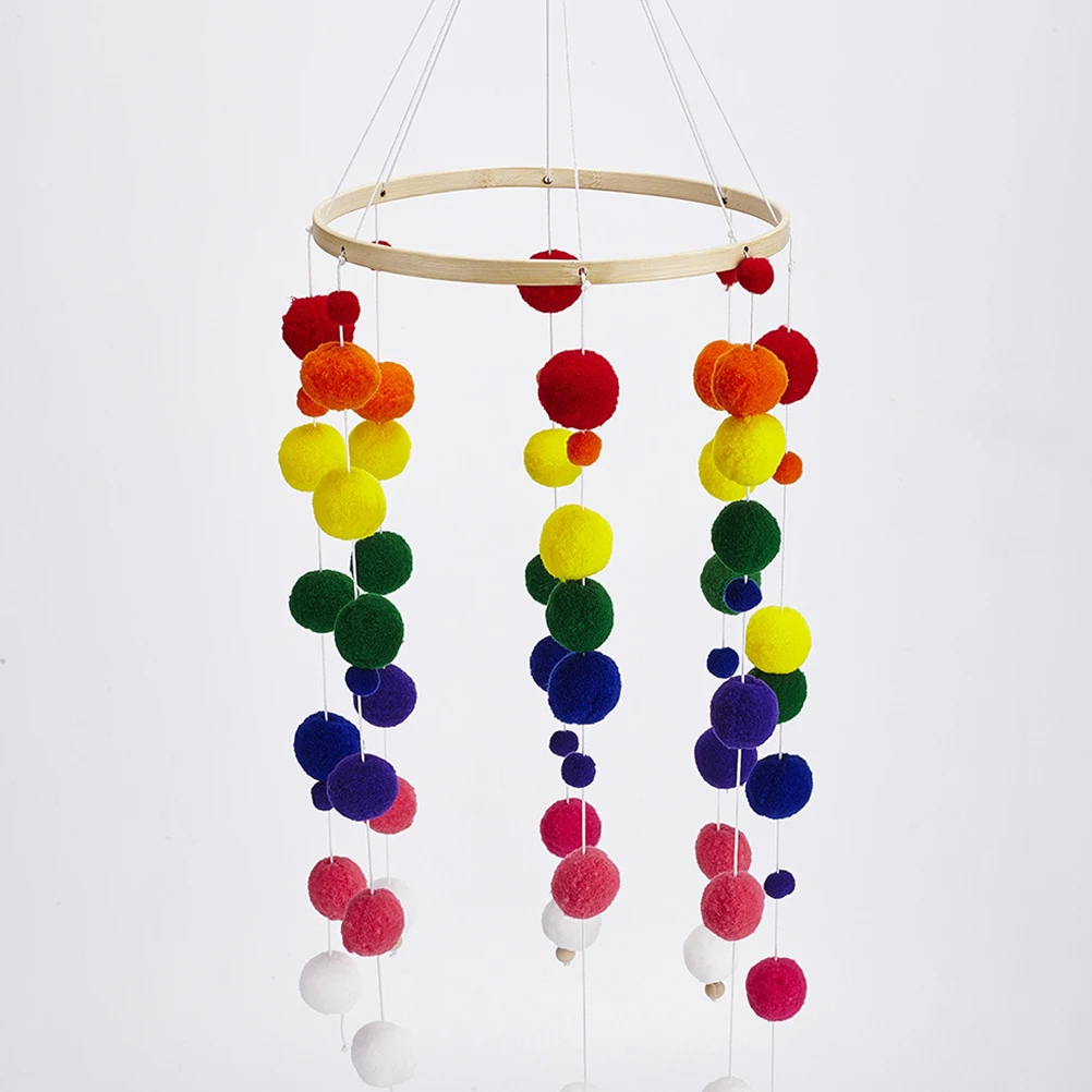 Ciondolo palla di pelo da appendere alla parete, decorazione per la casa, soggiorno, camera da letto, appartamento, dormitorio, ornamento, regalo colorato in stile etnico nordico bohémien