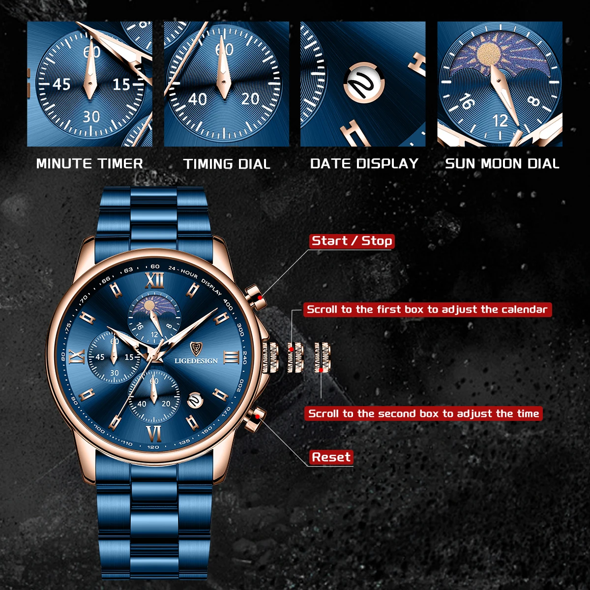 2025 ساعة رياضية جديدة للرجال العلامة التجارية الفاخرة ساعات رجالي الأعمال مقاوم للماء العسكرية كوارتز كرونوغراف ساعة اليد Montre أوم #4