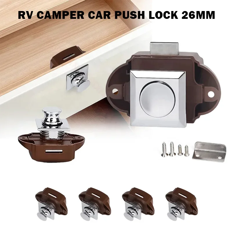 Mini Push Button Drawer Cupboard Catch Lock Camper Lock Push Button Door Latch For Rv Caravan Cabinet 10pcs/Box