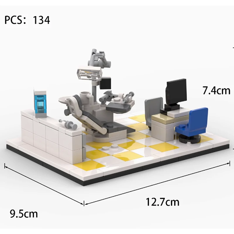 MOC Stad Laboratorium Scène Bouwstenen Street View Kantoortafel Spel Computer Studie Business Hall Chemie Bakstenen Speelgoed Geschenken