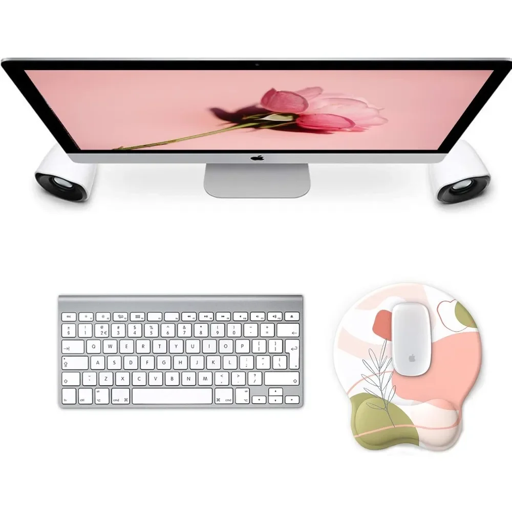 لوحة ماوس كمبيوتر مريحة مع دعم معصم جل سطح أملس وقاعدة PU غير قابلة للانزلاق لتخفيف الآلام والكمبيوتر المحمول