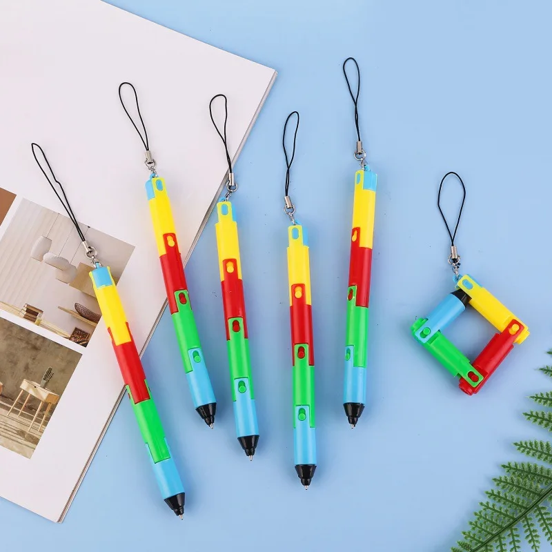 

24 Pcs Candy Color Lanyard Folding Blue Ink Ballpoint Pen Variety Folding Portable Student Prizes Small Gifts