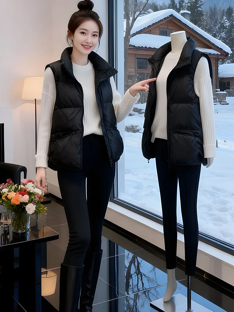 

Thiened Warm Stand Collar Svel down Cotton Vest Women's Faionable Outerwear Autumn Winter New Sle Layered Matchin...