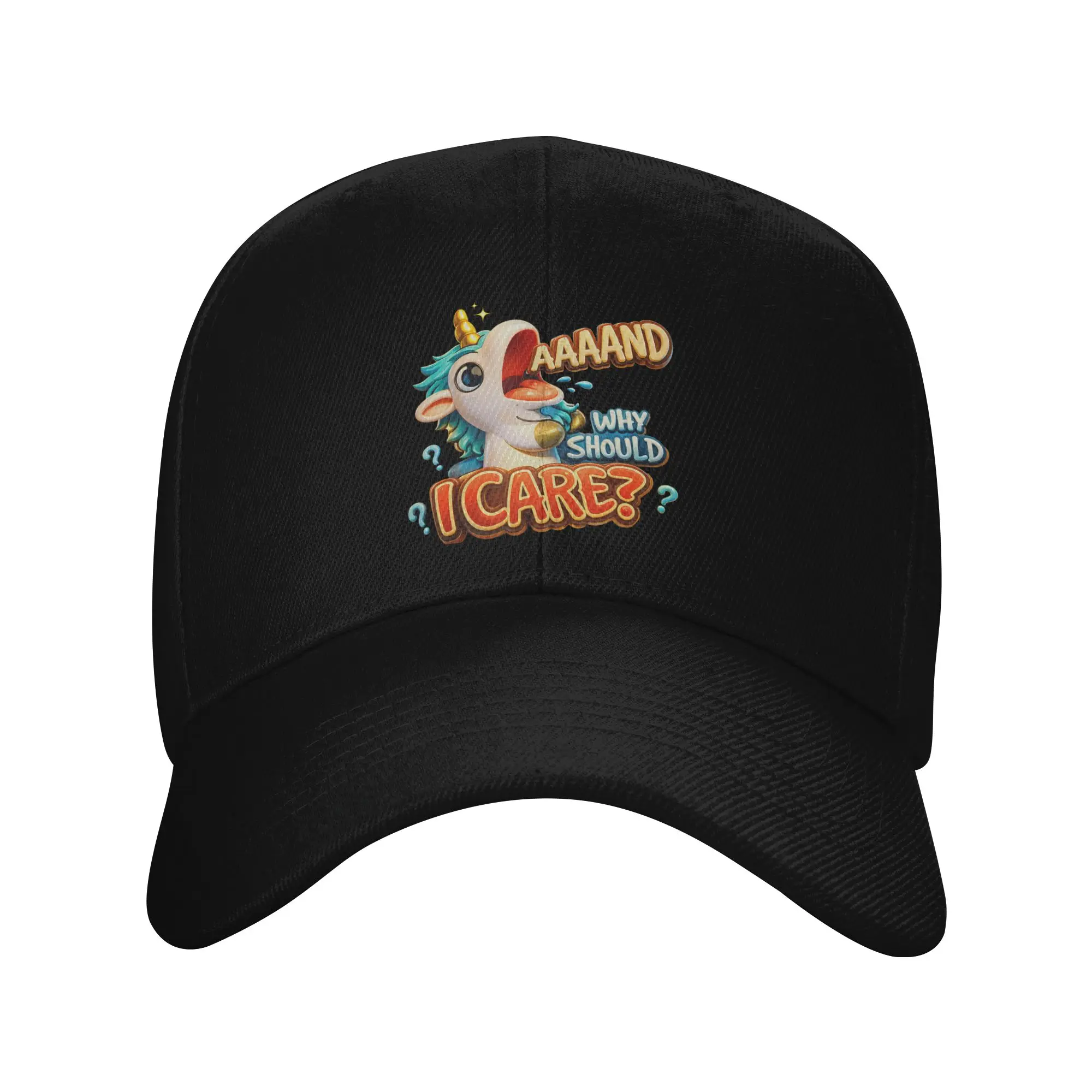Yawning Snarky Annnd Why Should I Care Unicorn Baseball Cap  Women Men Print Trucker Hat Summer Retro Sun Visor Snapback Cap