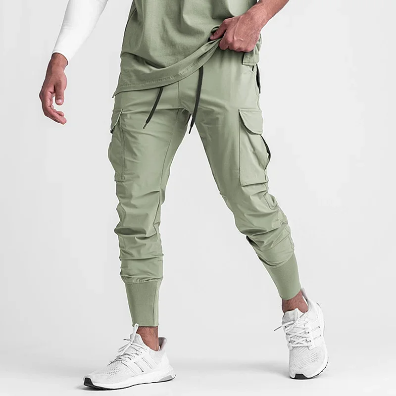 Men\'s Summer Casual Cargo Pants Quick Dry Running Soft Joggers Trousers Workout Sweatpants Gym Fitness Sports Training Clothing