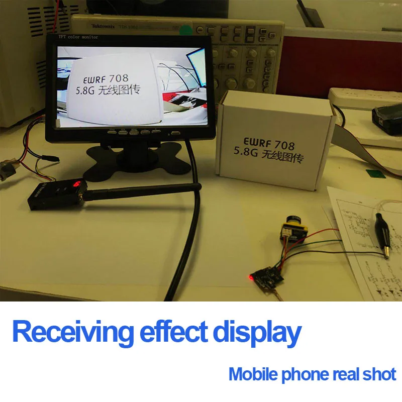 EWRF-módulo receptor de Audio/vídeo FPV inalámbrico, 708R, 5,8G, 48 canales, con A/V y Cables de alimentación para transmisor RC