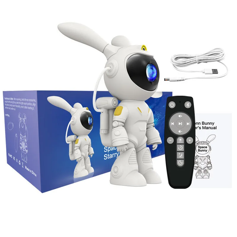 Nuova lampada proiettore cielo stellato transfrontaliero per camera da letto, luce notturna da comodino piena di stelle, luna, coniglio, lampada laser per atmosfera ornamentale