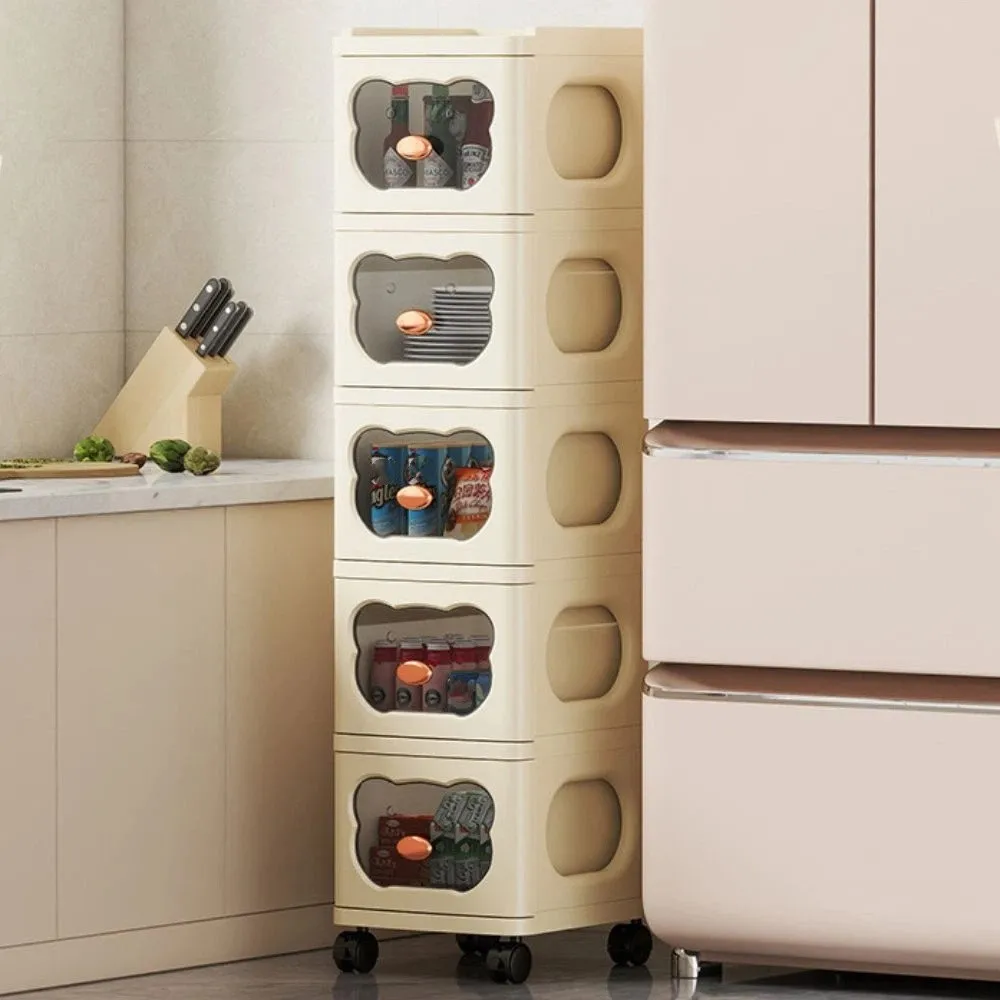 New Multi-Layer Drawer Storage Cart Movable Design Sliding Drawers Storage Cabinet Wheeled Base Storage Rack Snack Storage